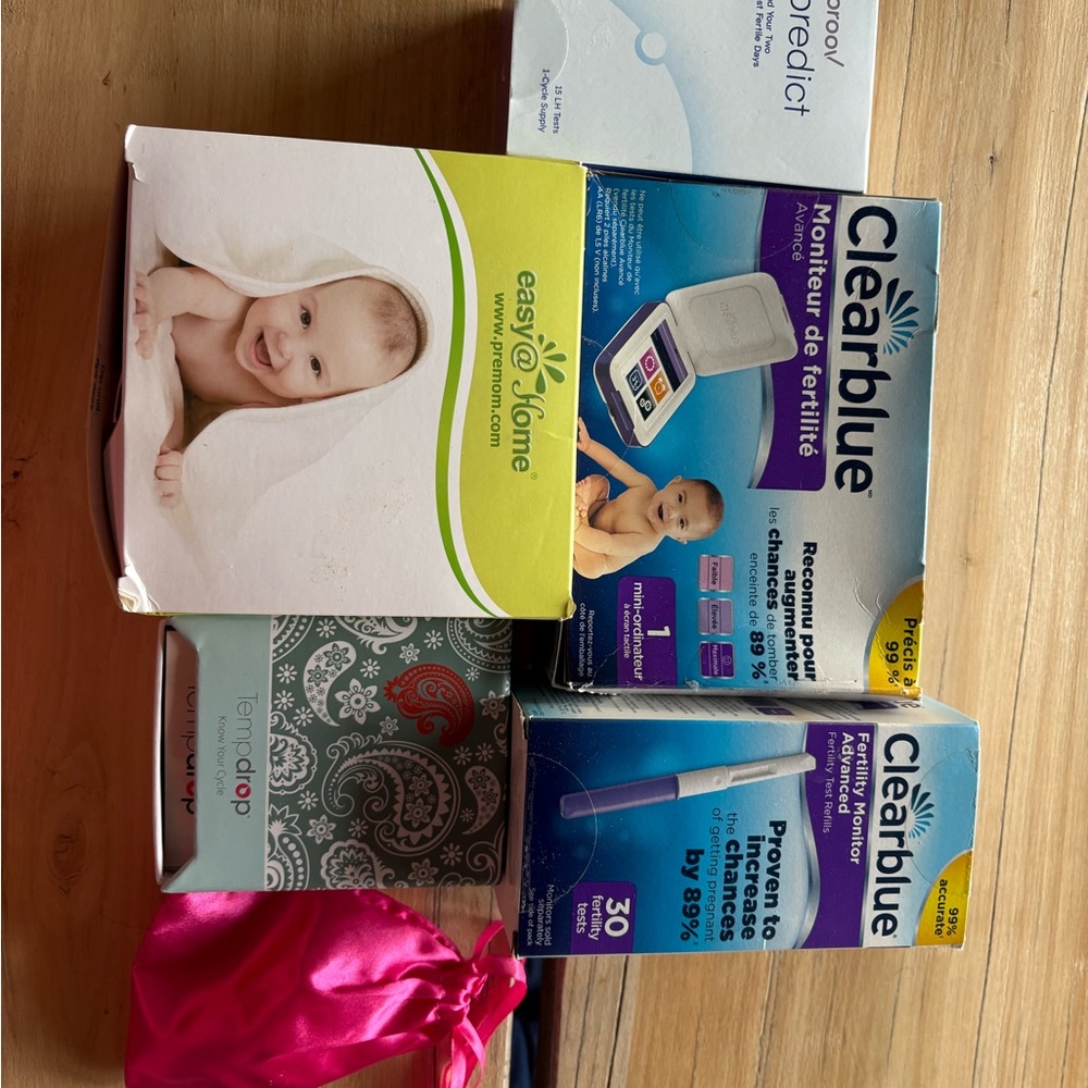 Clearblue fertility monitor, temp drop, and Easy@Home Fertility Test Kit Bundle